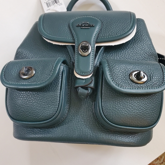 NWT Coach Hadley Backpack Leather Dark Teal - Picture 4 of 13